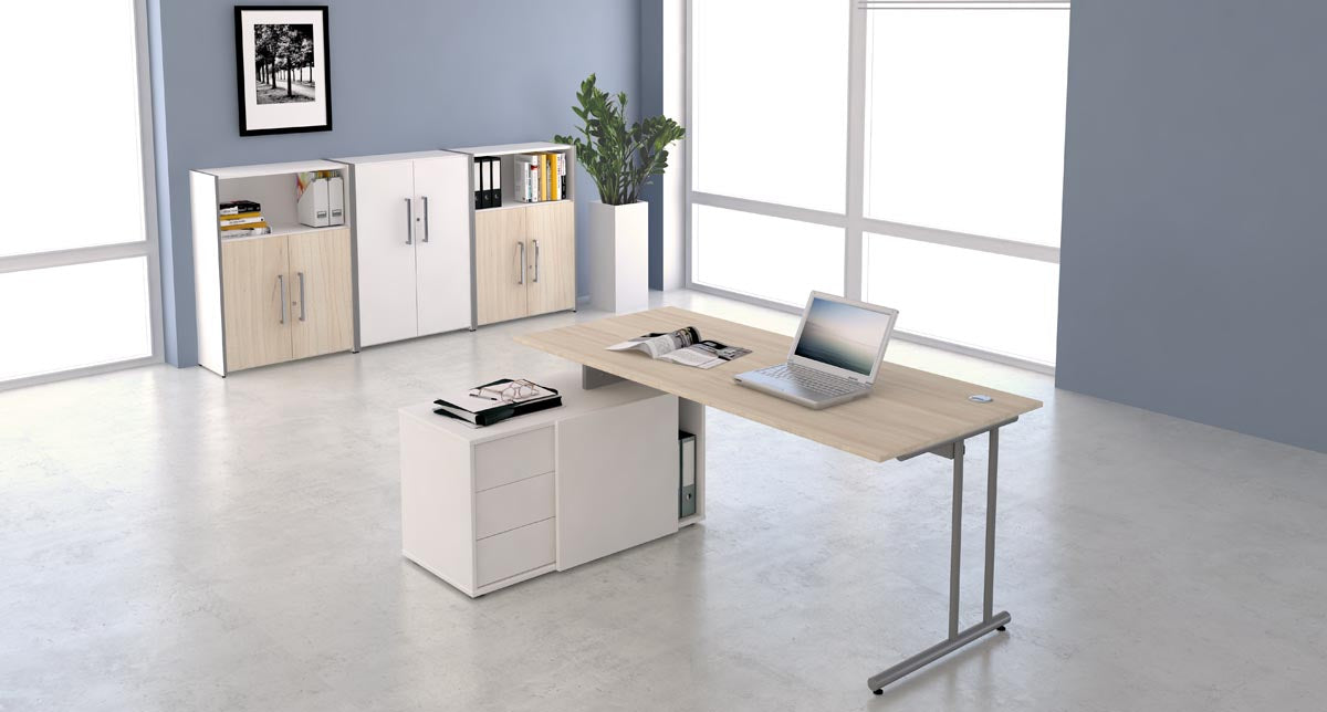 Start Up Komplettarbeitsplatz 180 x 102 cm Ahorn / Silber