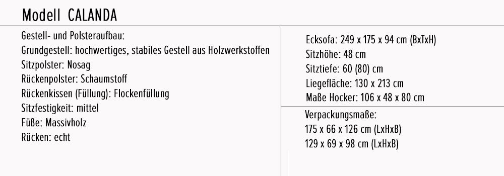 Calanda Ecksofa inkl. Hocker 249 x 175 cm Rosa