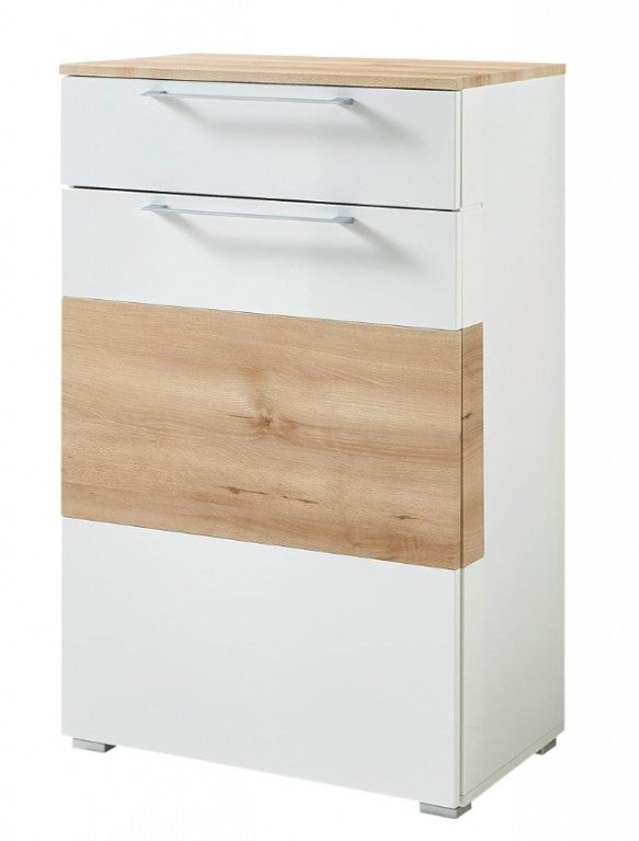RENO Schuhschrank Garderobenschrank Schuhregal Garderobe Weiß/Buche