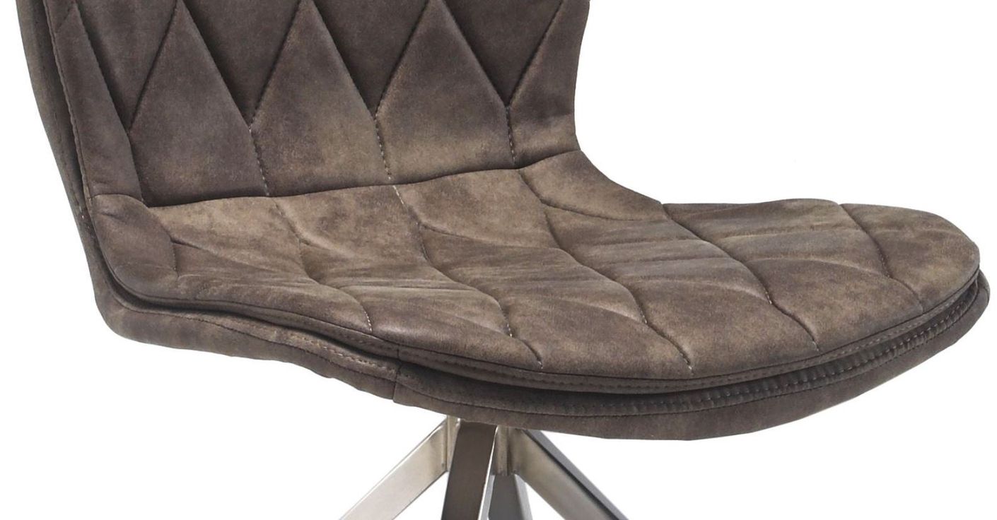21745 Stuhl gespolstert, Gestell Nickel gebürstet, 2er Set Taupe