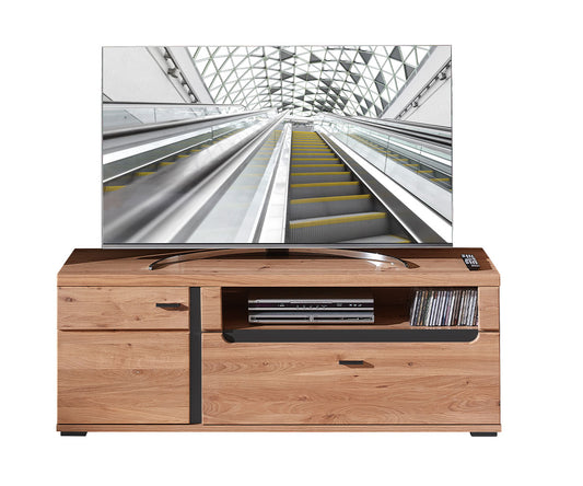 Sonos II TV-Unterschrank Altesche Bianco Massiv / Mattschwarz - Voelpe