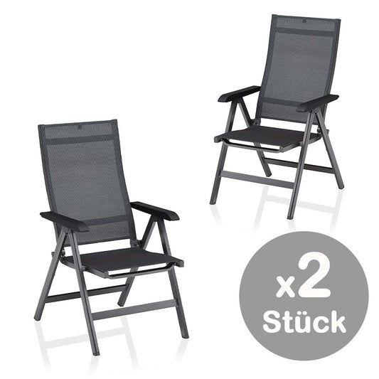 KETTLER BASIC + PREMIUM 2-er Set Multipositionssessel, Anthrazit / Schwarz