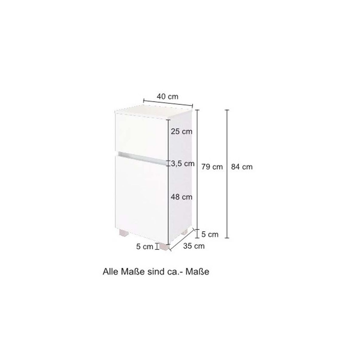 Kiel Unterschrank für Badezimmer 40 cm Wotaneiche / Grau