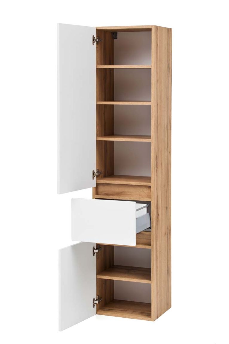 Kiel Seitenschrank für Badezimmer 40 cm Wotaneiche / Weiß