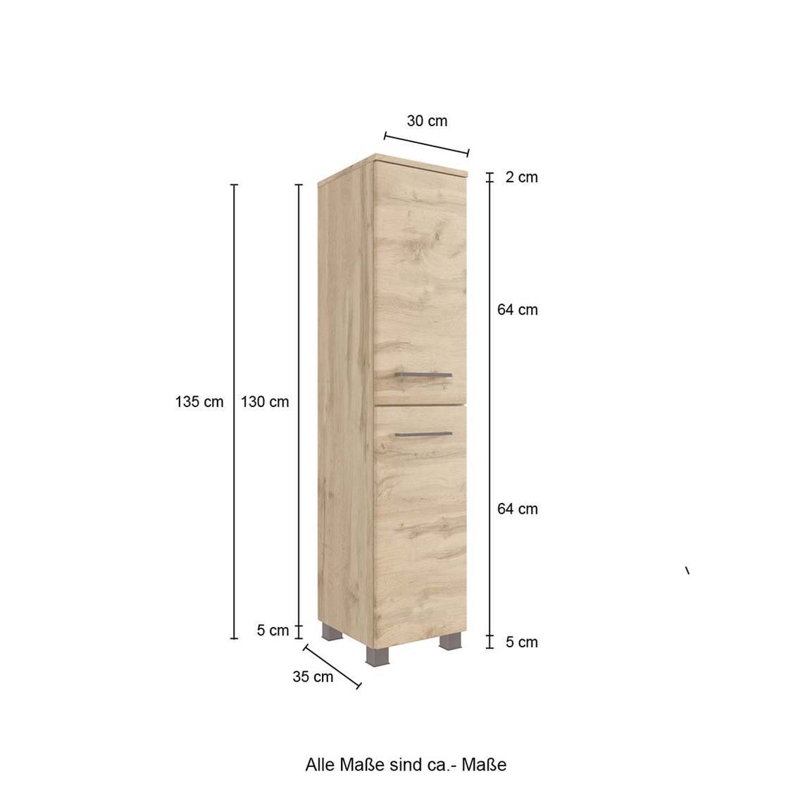 München Midischrank 30 cm Wotaneiche