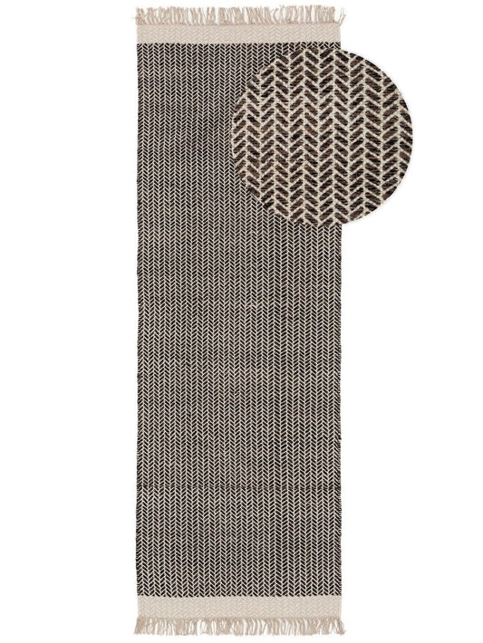 Wollteppich / Läufer Kim Schwarz / Weiß