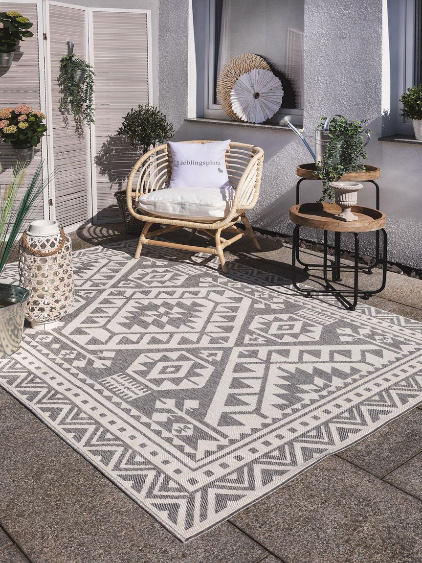 In- & Outdoor Teppich Niel Creame / Grau