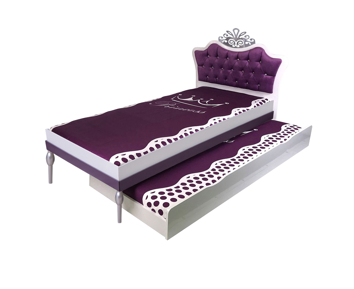 ANASTASIA LILA Bett Kinderbett 90x200 cm lila / weiß