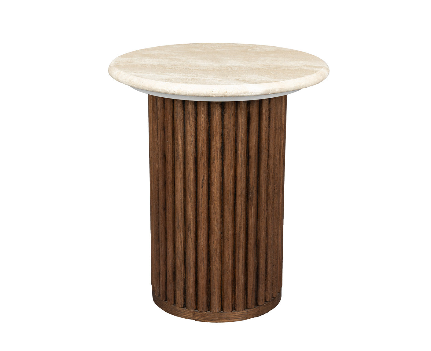 Arda Beistelltisch Ø35 cm Rund Walnuss / Travertin