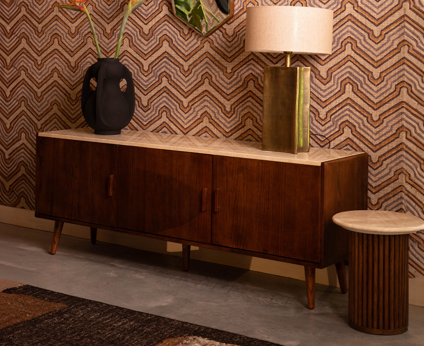 Arda Sideboard Walnuss / Travertin