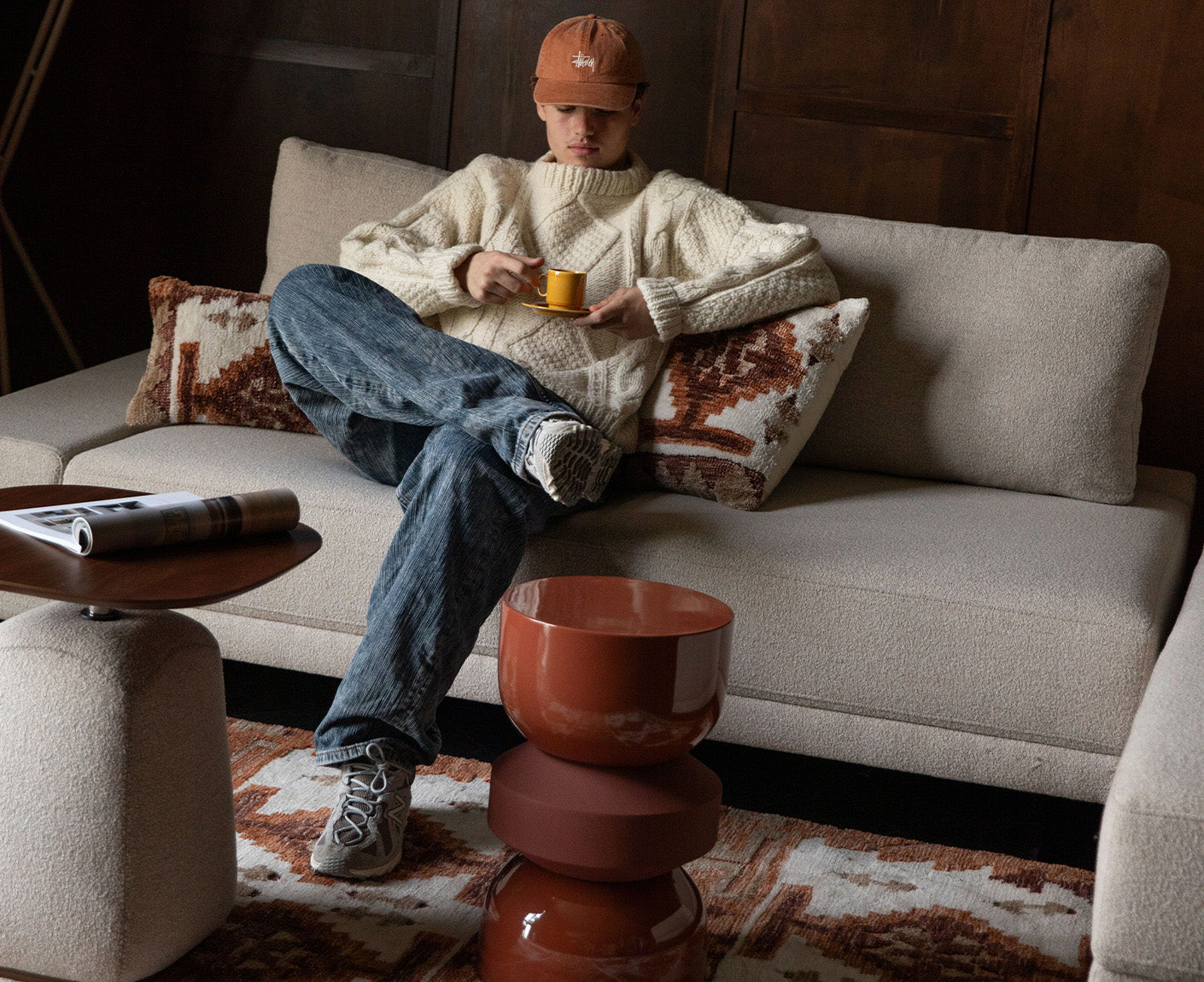 Maron Teppich Retro-Design