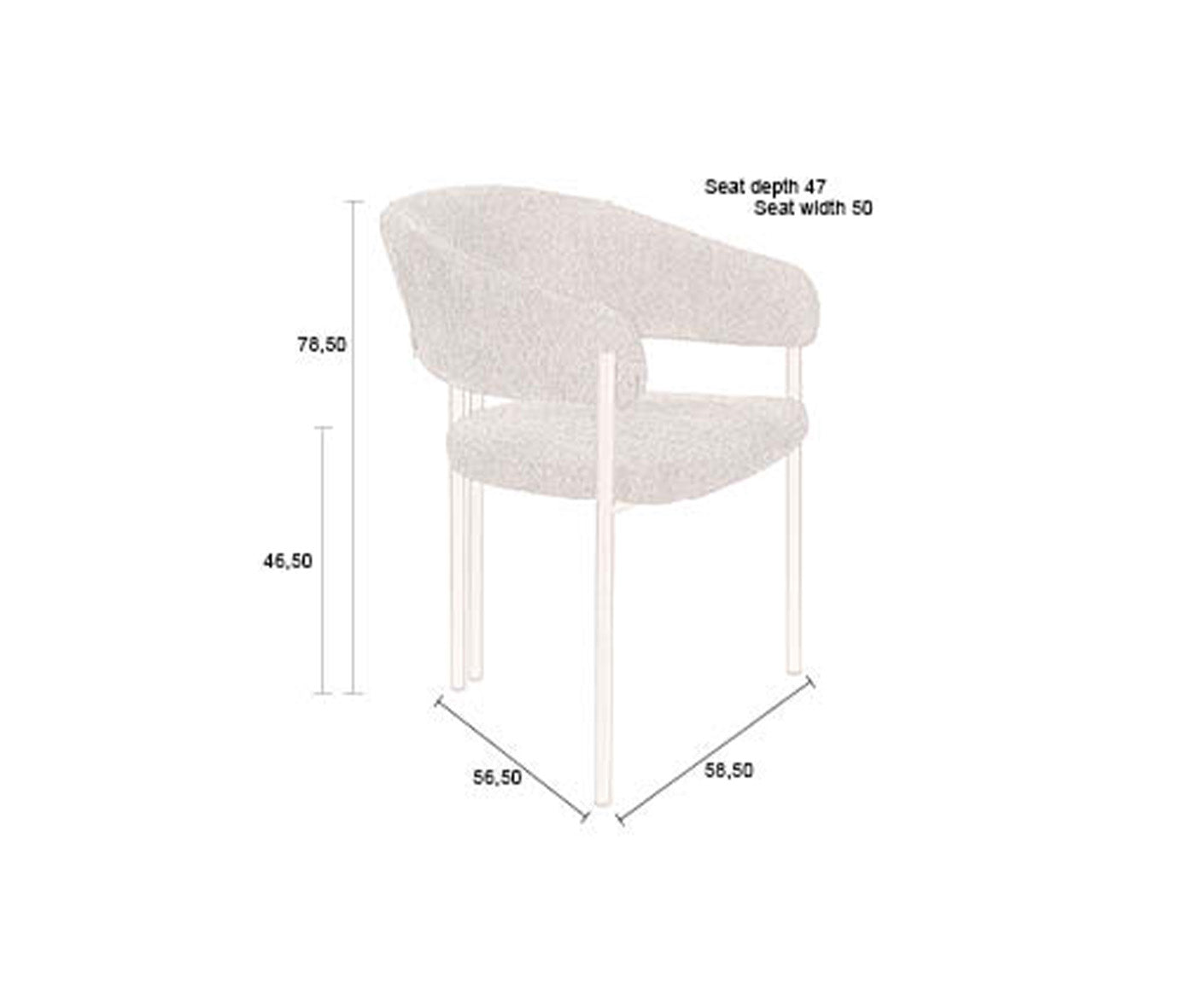 Naida Esszimmerstuhl Bouclé 2er Set
