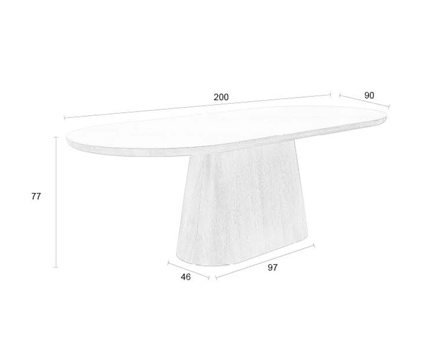 Almira Esstisch Oval 200 x 90 cm