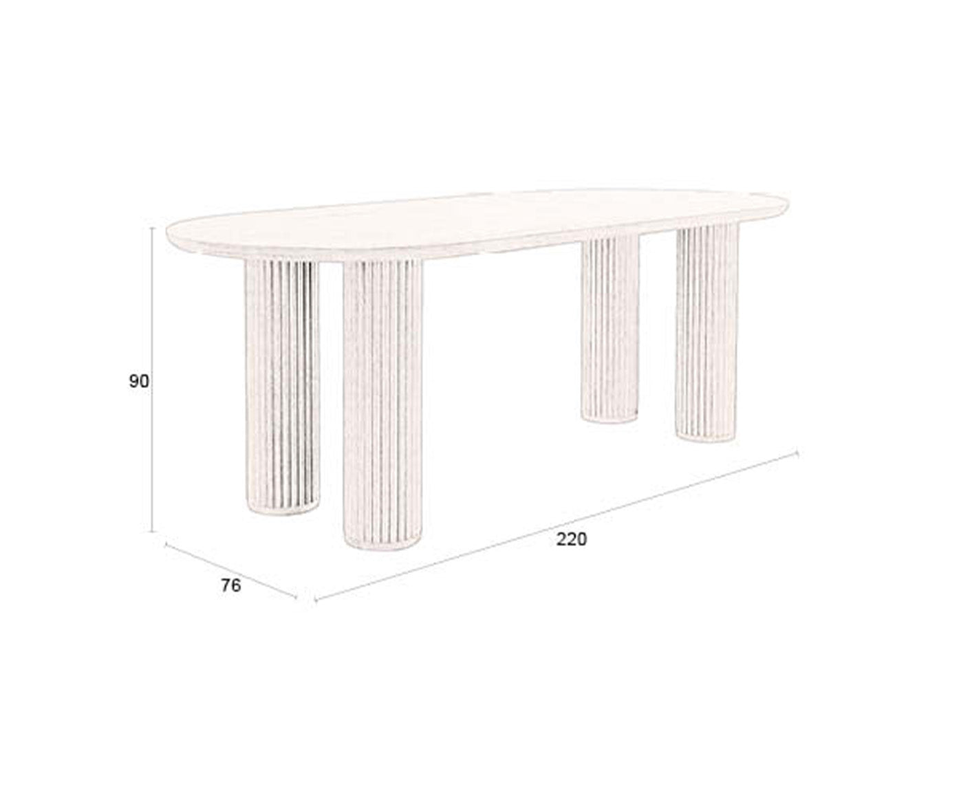 Dean Esstisch 220x90 cm Massivholz Eiche Braun