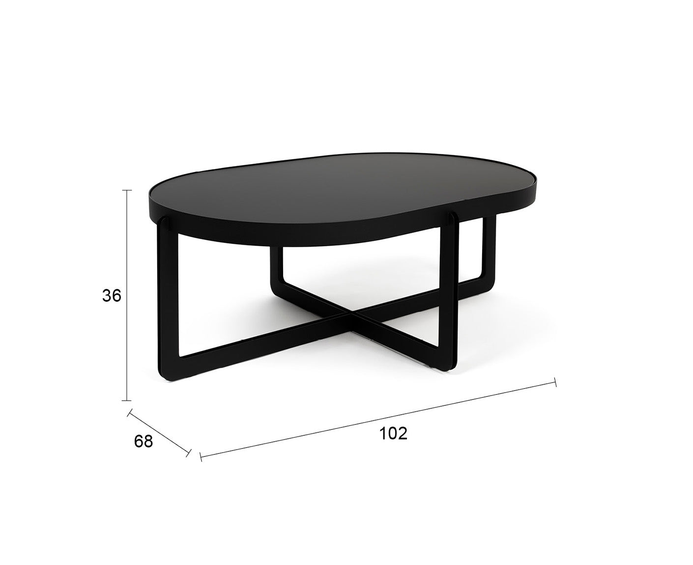 Centre Couchtisch Oval 102 x 68 cm
