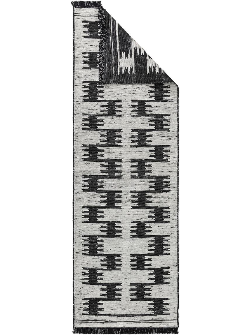 Teppich Läufer aus recyceltem Material Vigo 80x240 cm Beige / Schwarz