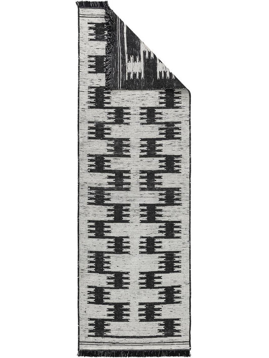 Teppich Läufer aus recyceltem Material Vigo 80x240 cm Beige / Schwarz