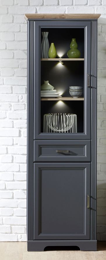 JASMIN Vitrine Graphit / Eiche