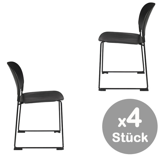 Stacks 4-er Set Stühle Schwarz