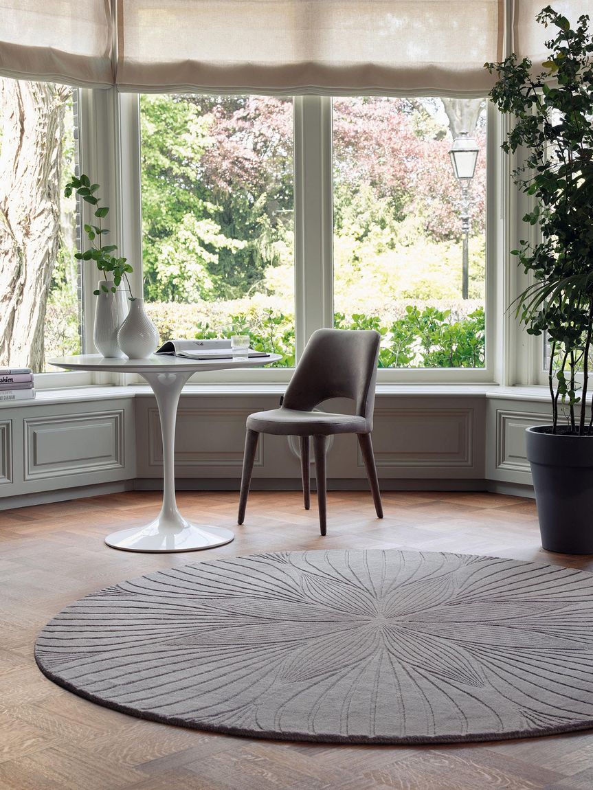 Wollteppich Folia Ø 150 cm rund Grau