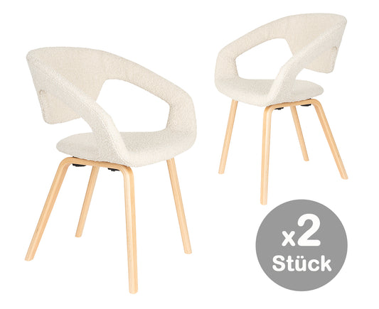 Flexback Esszimmer Stuhl Beige Bouclé / Buche 2er-Set