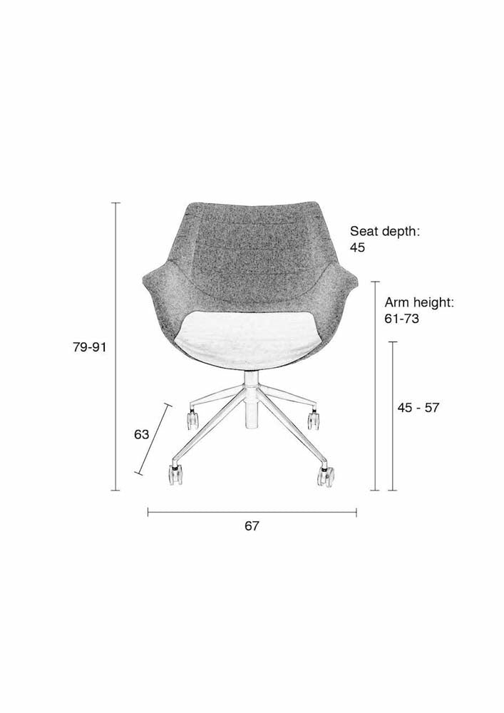 Doulton Bürostuhl höhenverstellbar Grau/Braun - Voelpe