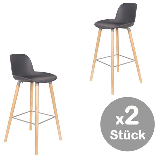 Albert Kuip 2-er Set Barhocker Dunkelgrau
