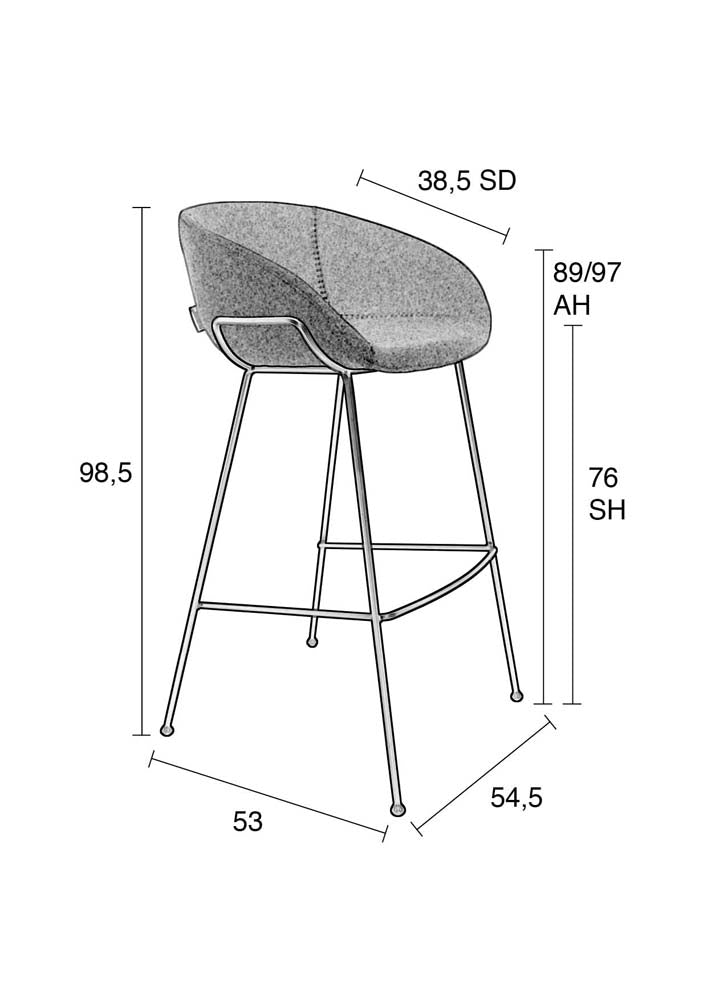 Feston 2-er Set Barhocker Grau - Voelpe