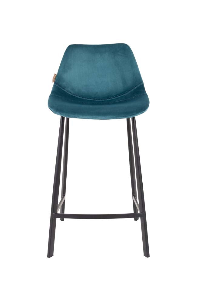 Franky 2-er Set Barhocker klein mit Samtbezug Blau