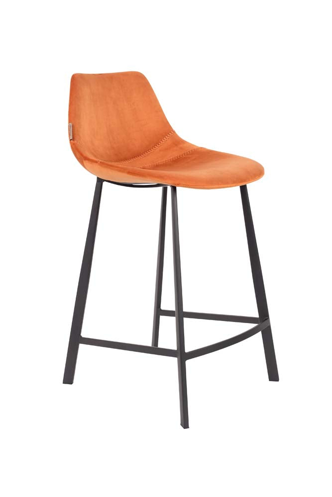 Franky 2-er Set Barhocker klein mit Samtbezug Orange - Voelpe