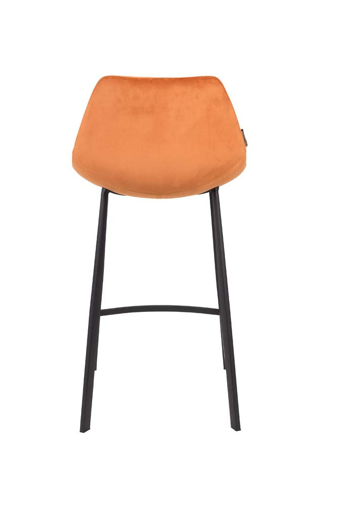 Franky 2-er Set Barhocker klein mit Samtbezug Orange - Voelpe