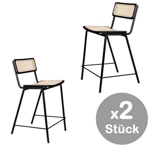 Jort 2-er Set Tresenhocker Schwarz/Natur