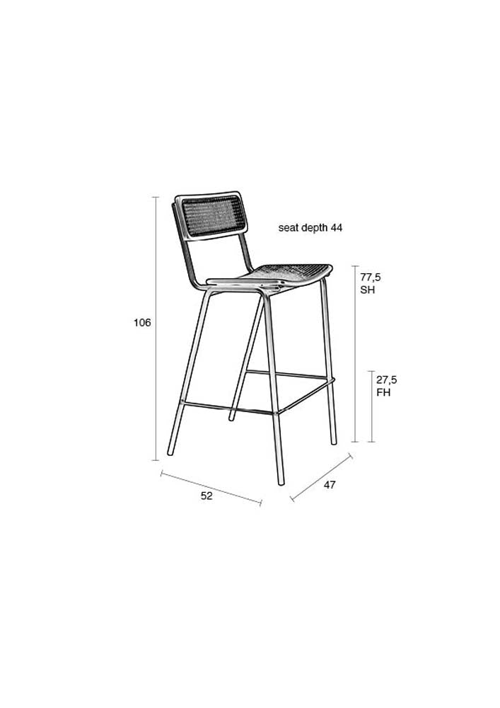 Jort 2-er Set Barhocker Grau/Natur - Voelpe