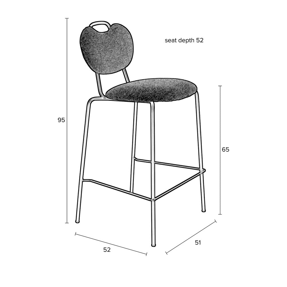 Aspen 2-er Set Barhocker gepolstert Grau - Voelpe