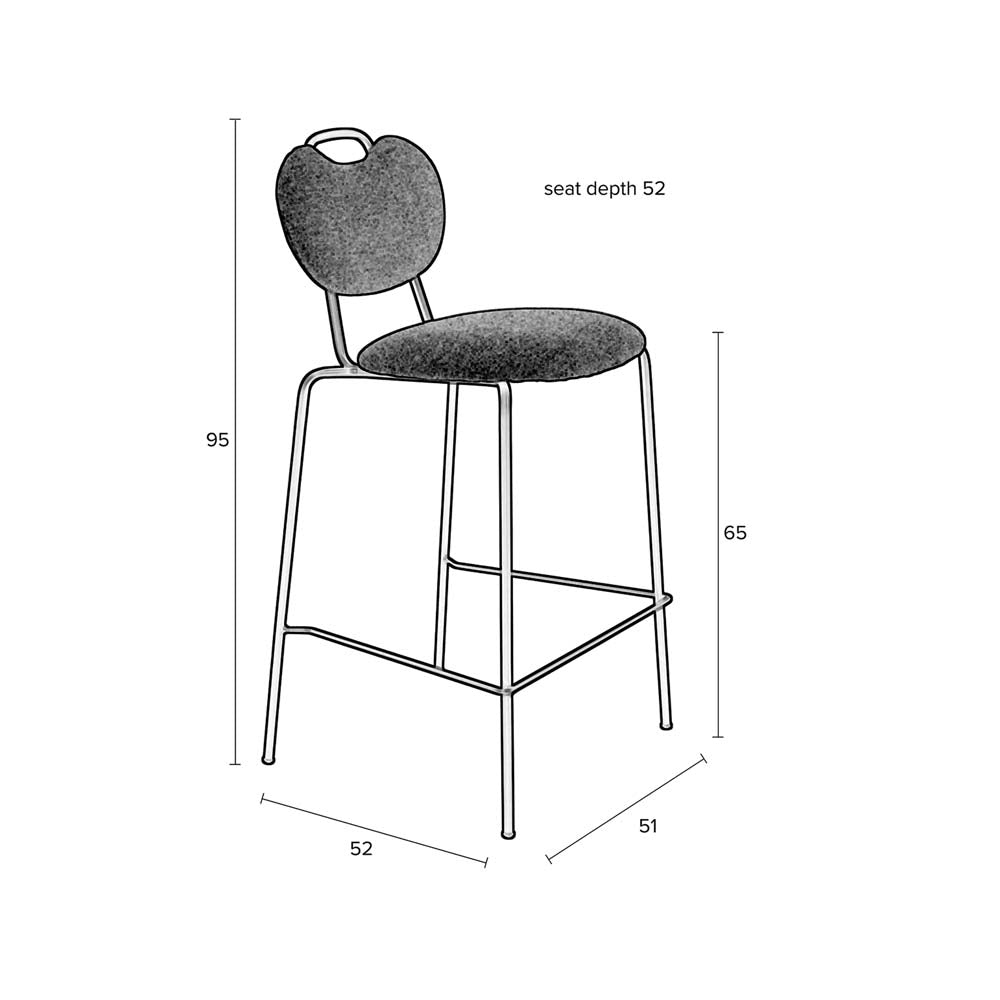 Aspen 2-er Set Barhocker gepolstert Rosa - Voelpe