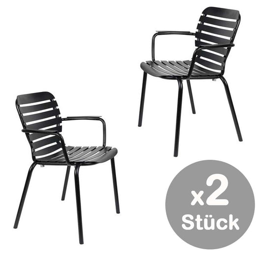 Vondel 2-er Set Gartenstühle mit Armlehne Schwarz