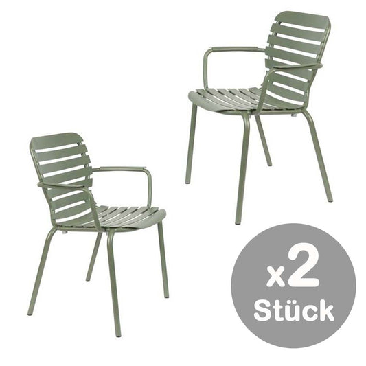Vondel 2-er Set Gartenstühle mit Armlehne Grün