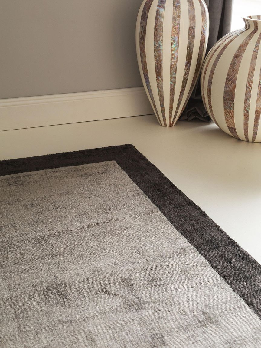 Viskoseteppich Läufer Nova Border 80x250 cm Grau