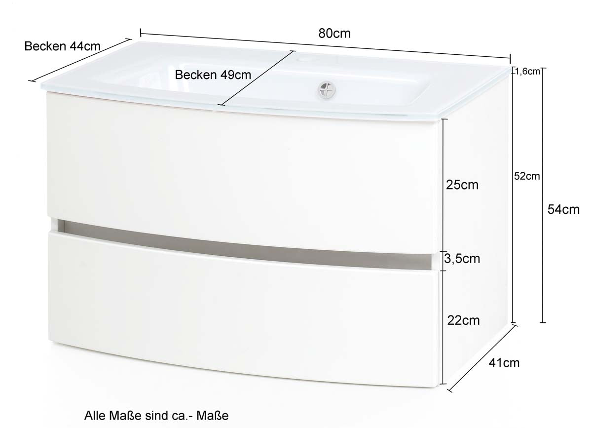 Kiel Waschtisch inkl. Becken 80 cm Weiß