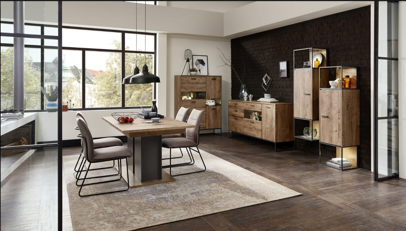 Manhattan Esstisch ausziehbar Haveleiche Cognac/Graphit