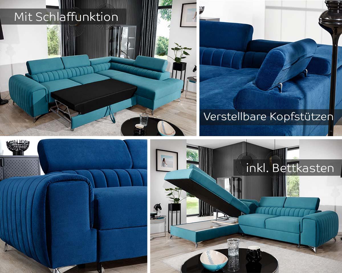 Laurence Ecksofa 278 x 205 cm Dunkelgrau (Webstoff - Paros)