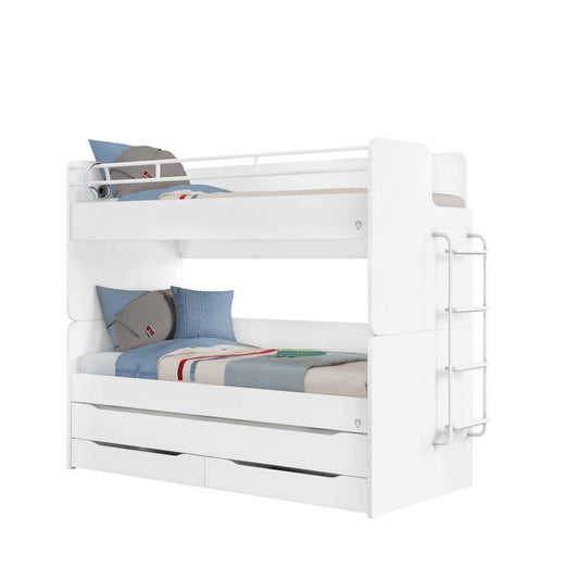 Cilek Studio Bunk Bed Hochbett 90 x 200 cm (BxT) mit Leiter Weiß - Voelpe