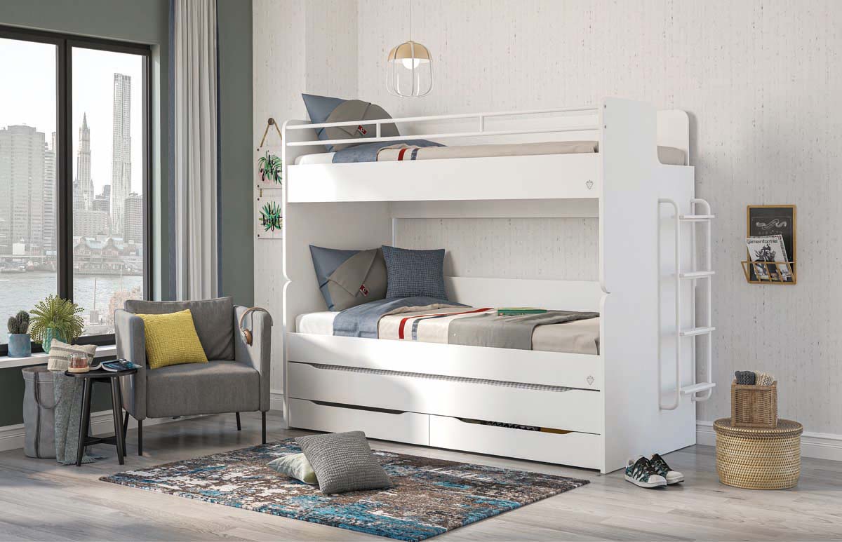 Cilek STUDIO BUNK BED Bett Metallleiter Weiß - Voelpe