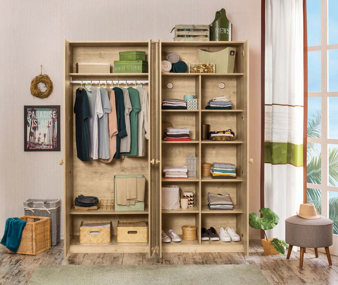 Cilek MOCHA Kleiderschrank 4-trg. mit Spiegel Natur
