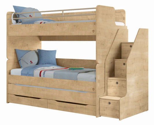 Cilek Studio Bunk Bed Hochbett 90 x 200 cm (BxT) mit Treppe Natur - Voelpe