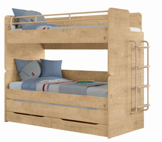 Cilek Studio Bunk Bed Hochbett 90 x 200 cm (BxT) mit Leiter Natur - Voelpe