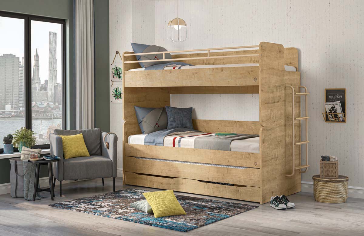 Cilek STUDIO BUNK BED Bett 90x200cm Natur - Voelpe