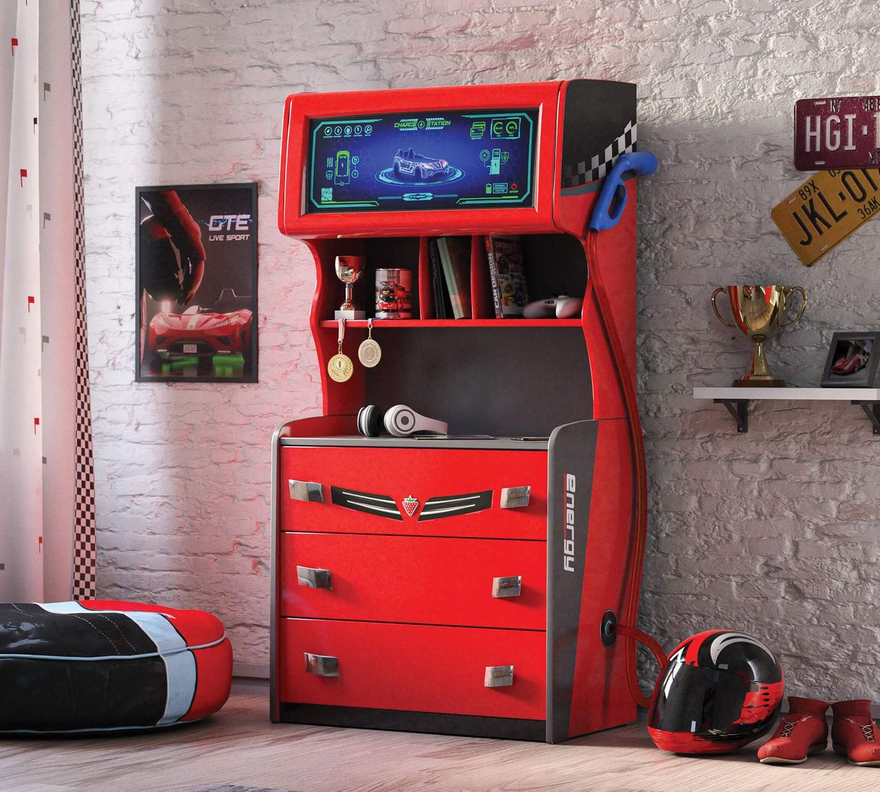 Cilek CHAMPION RACER Kommode Schrank Anrichte Rot - Voelpe