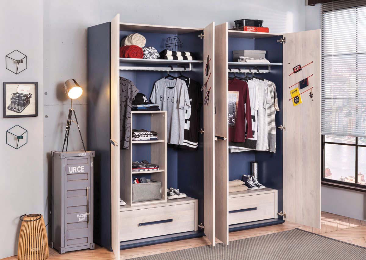 Cilek Trio  Jugendzimmer 5tlg. Blau / White Wash