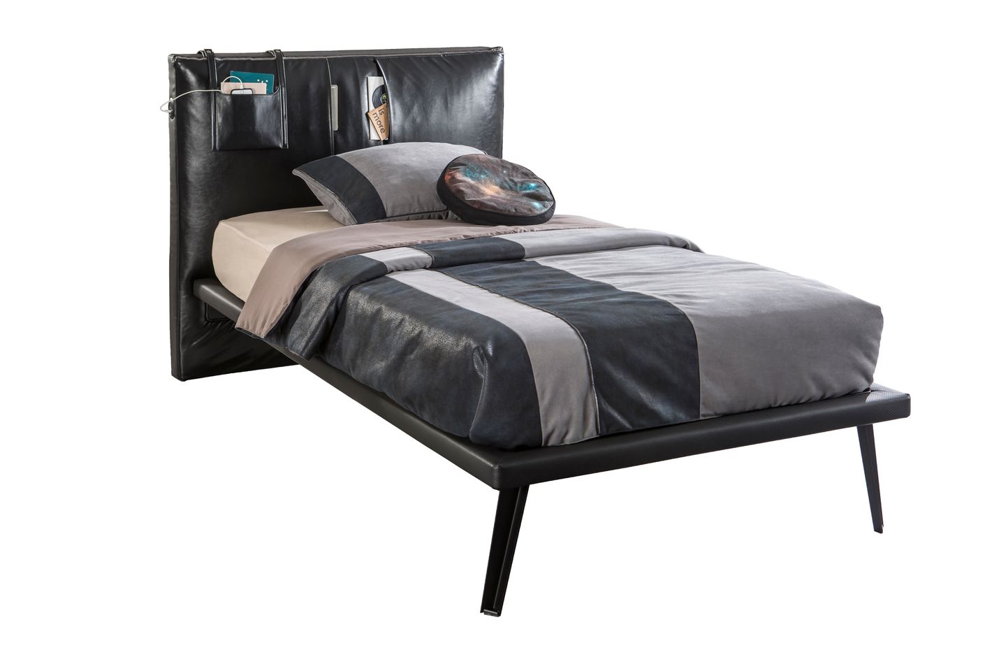 Cilek DARK METAL Kinderbett Bett 100x200 cm Jugendbett Schwarz - Voelpe